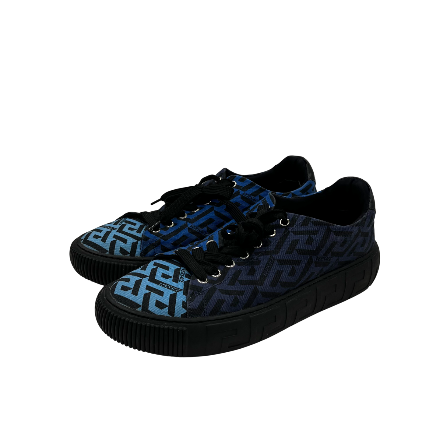 VERSACE Sneaker 42 Greca Canvas Mens Black/Blue Rank(B)