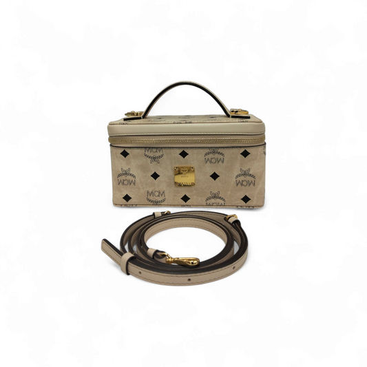 MCM 2WAY Bag Ivory *Stain* MYZ8AVI01 Rank B