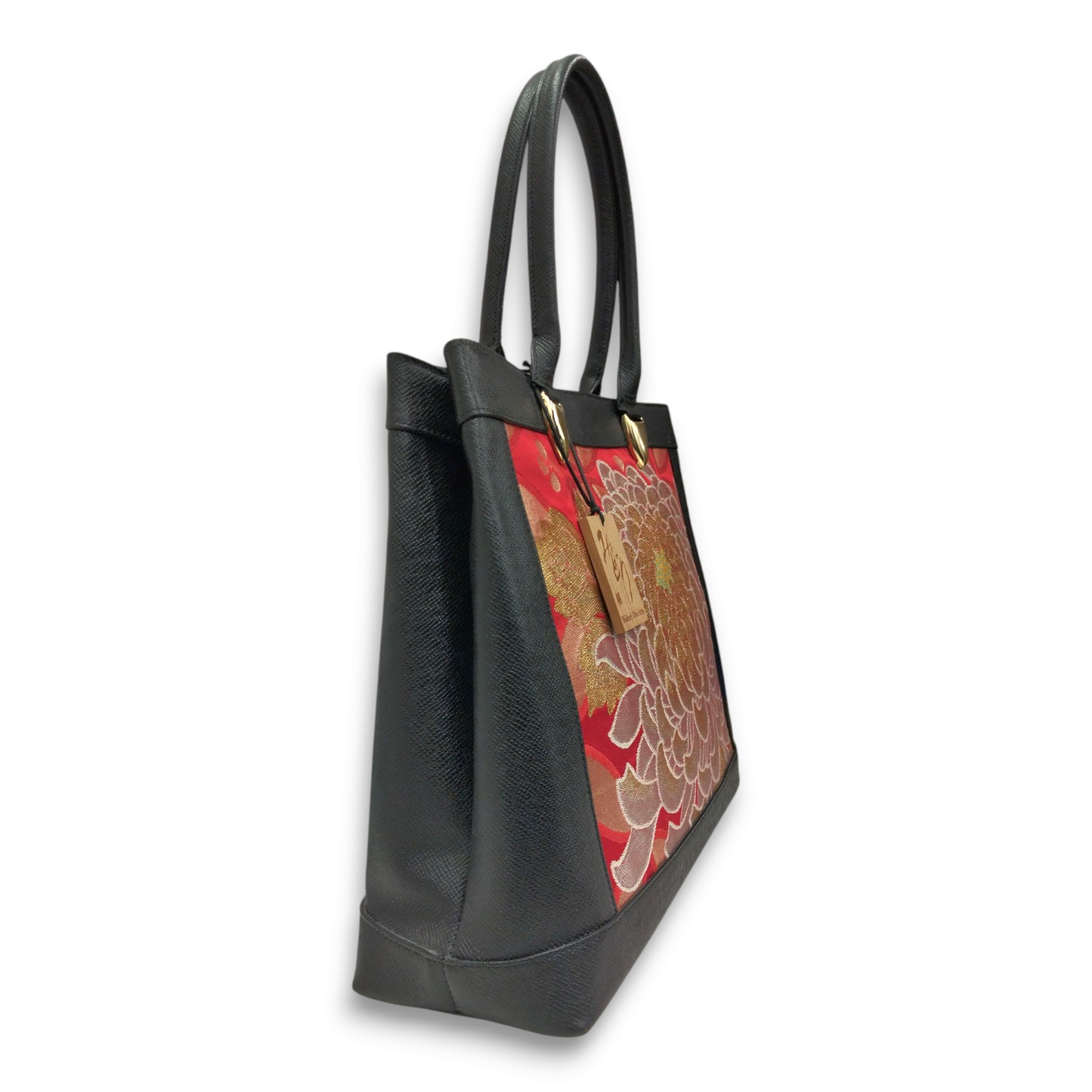 Midori Obi Arts Obi Remake Shoulder Bag Black/Red/Gold