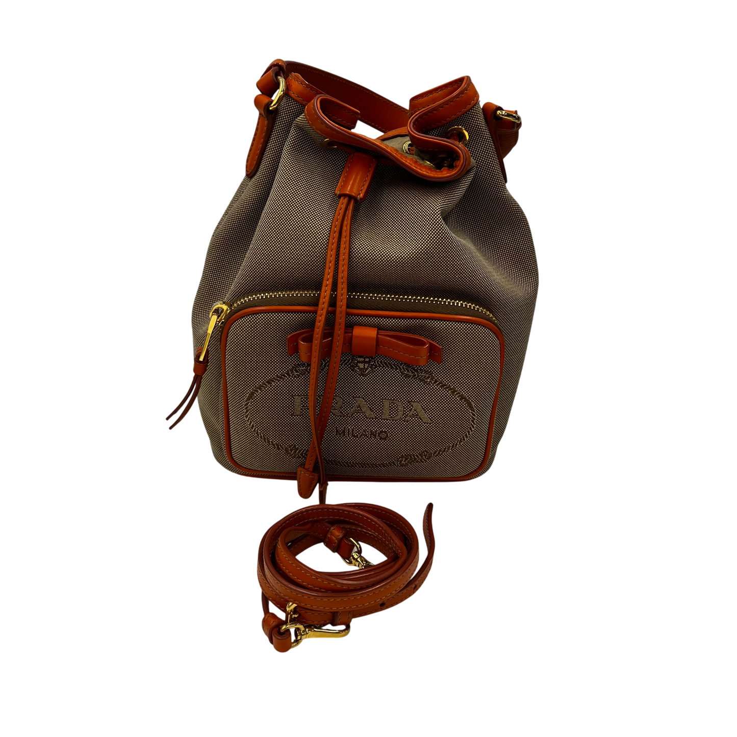 PRADA 2WAY Bag 1BH038 Rank(AB) Brown/Orange With Guarantee Card 204