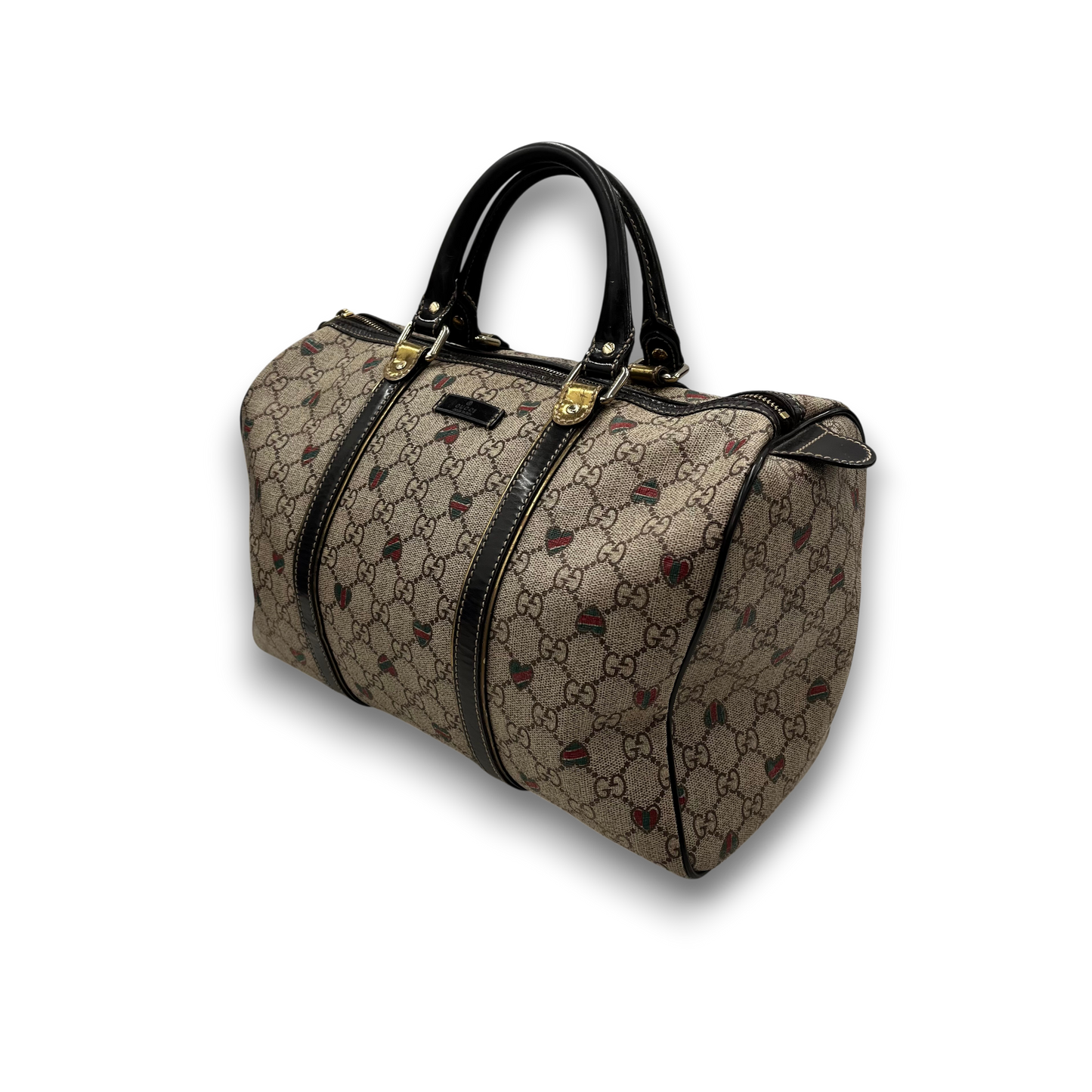 GUCCI Boston Bag 193603 Rank(B) Light Brown Serial Damage GG Canvas With Heart