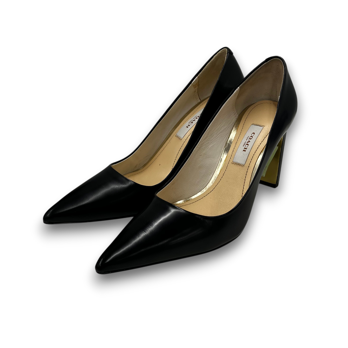 COACH High Heels Pumps 36.5 Lady's Black And Gold Rank(A) Q3198