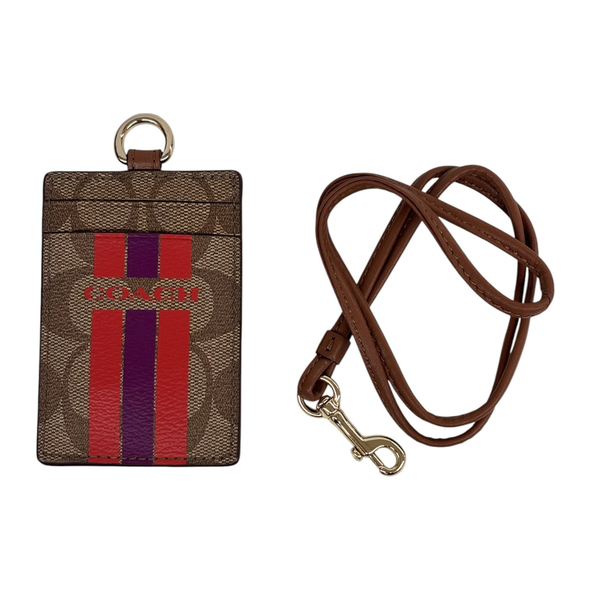 COACH Card Case F66462 Brown And Red