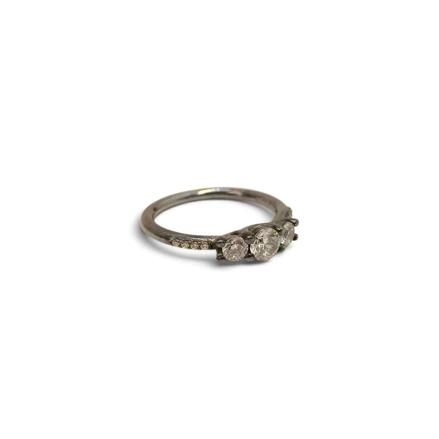 Ring PANDORA Silver Clear Three Stone Rank B