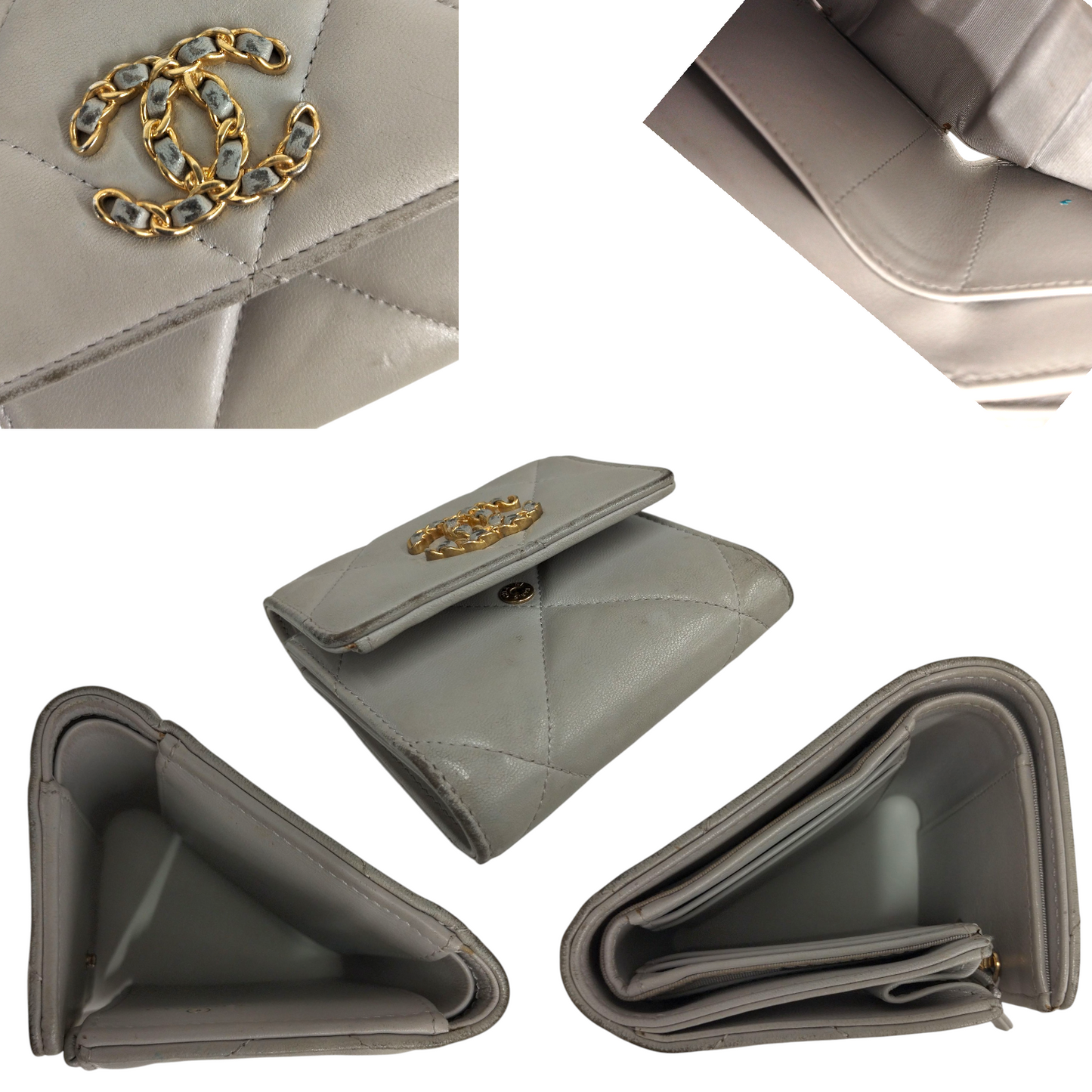 CHANEL Wallet AP1180 Light Gray Stian 31459643 Rank (C)