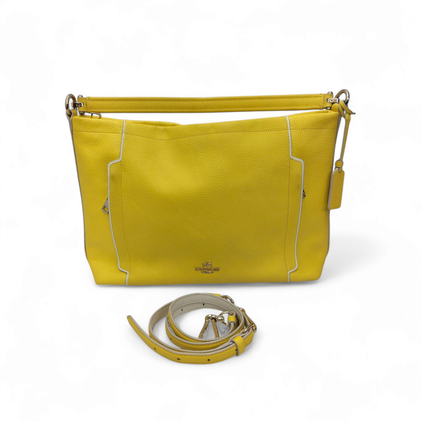 COACH Shoulder Bag Yellow Stain 34994 Rank B