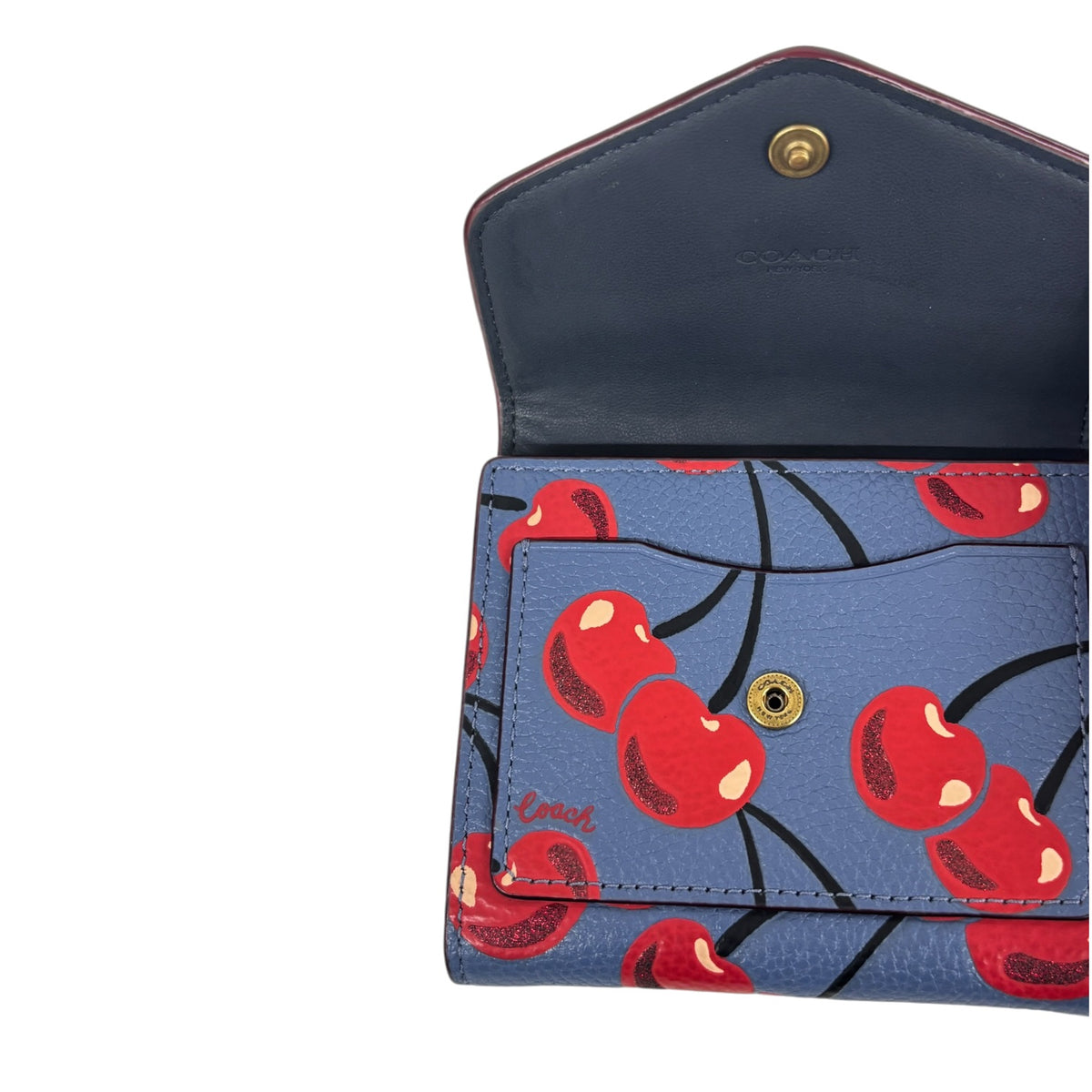 COACH Wallet CA160 Navy Cherry Scratch