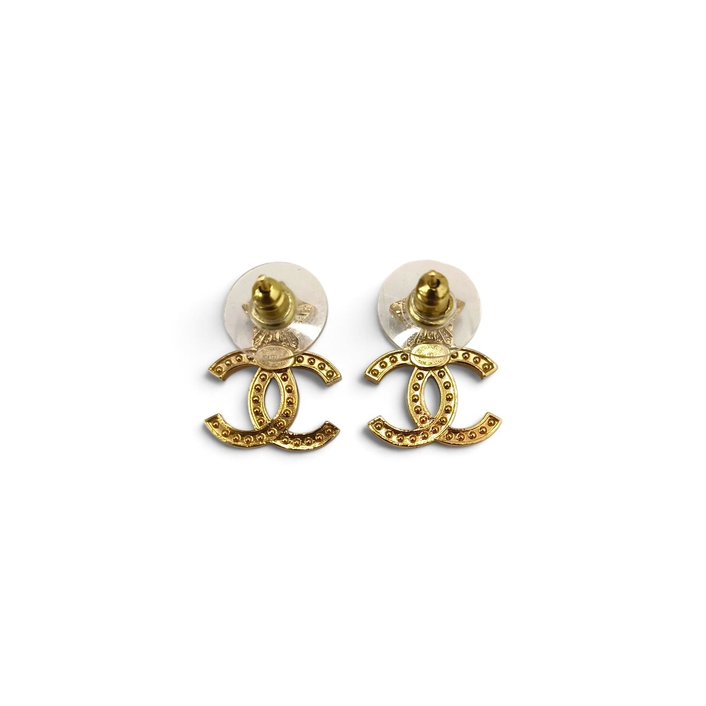 Earring CHANEL Gold And White B24 C *ABC824 Rank B