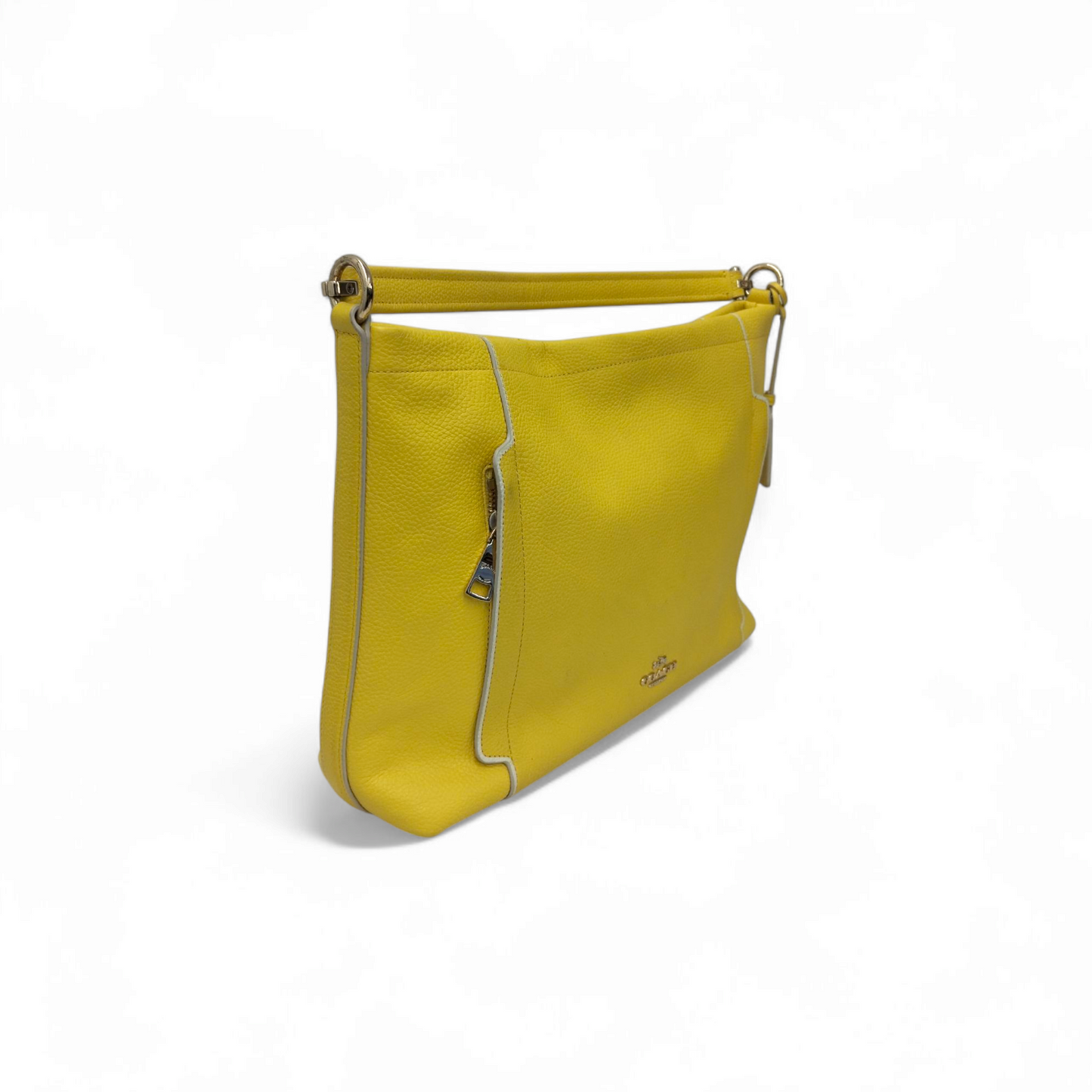 COACH Shoulder Bag Yellow Stain 34994 Rank B