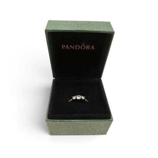 Ring PANDORA Silver Clear Three Stone Rank B