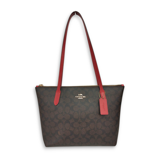 COACH Shoulder Bag H2406-CX611 Brown/Red Rank AB