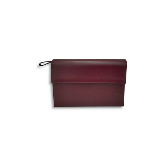 Cartier Clutch Bag Wine Red Rank AB