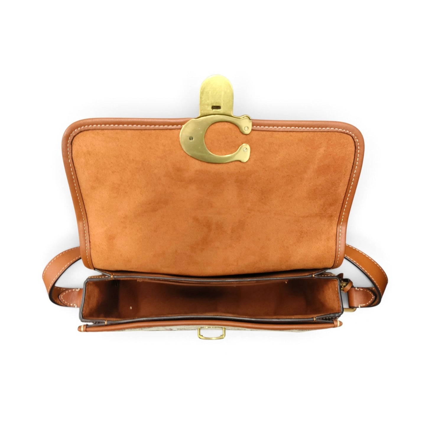 COACH Shoulder Bag C7935 Brown/Beige Jacquard Studio With Penguin Motif Rank B