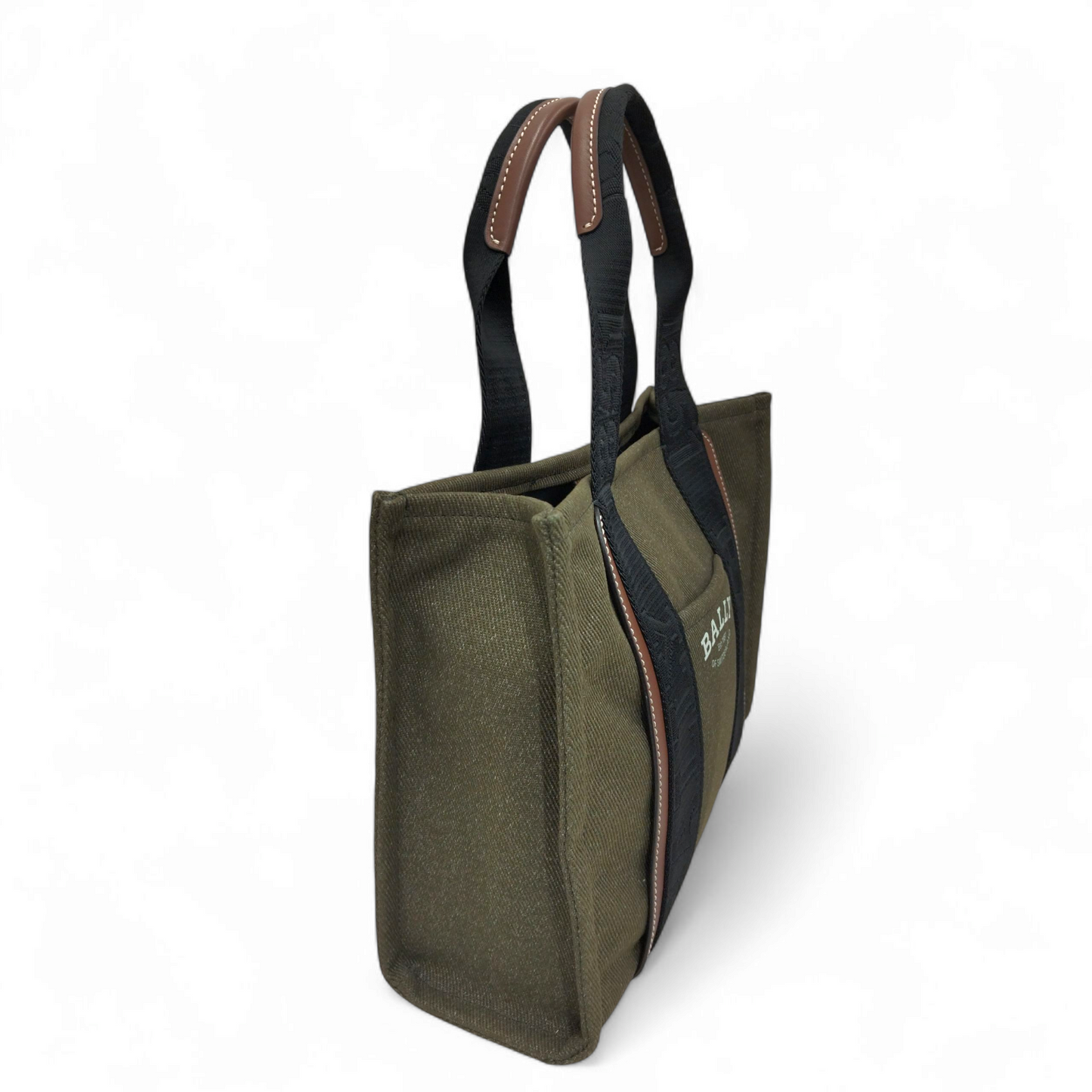 BALLY Hand Tote Bag Rank B Olive/Black Stain