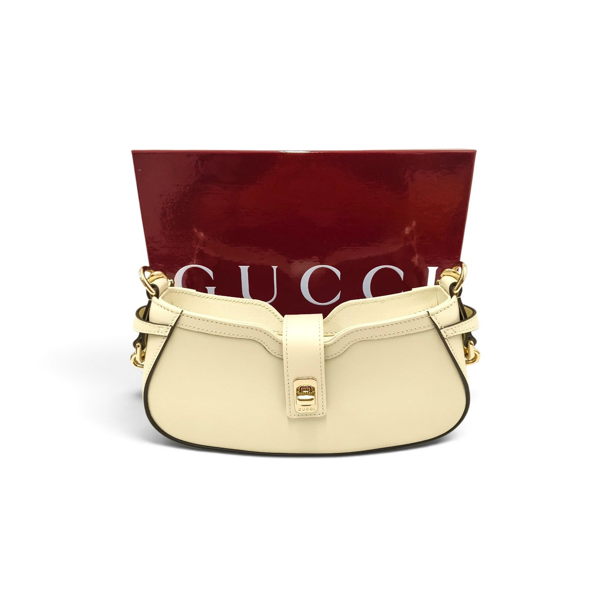 GUCCI Semi Shoulder Bag 786015 Ivory 498879 Moon Side Mini Rank A