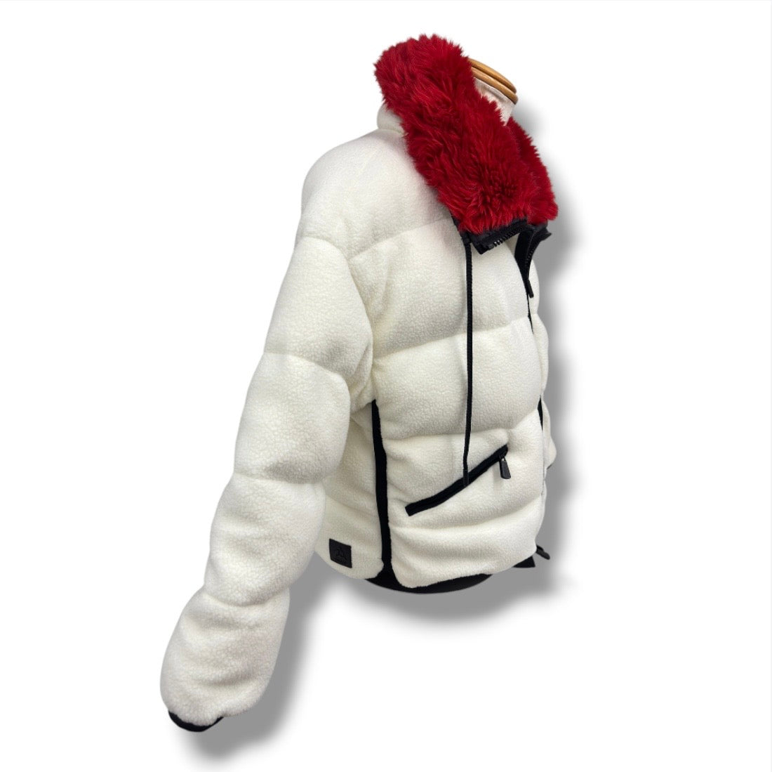 MONCLER DOWN JACKET XS SIZE LADY S WHITE FAUX FUR PILE PADDED/E20988452600*NFC* RANK (B)