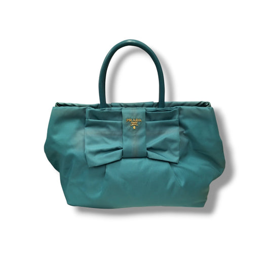 PRADA HANDBAG SKY BLUE RANK (B) STAIN/DIS-COLORED 165
