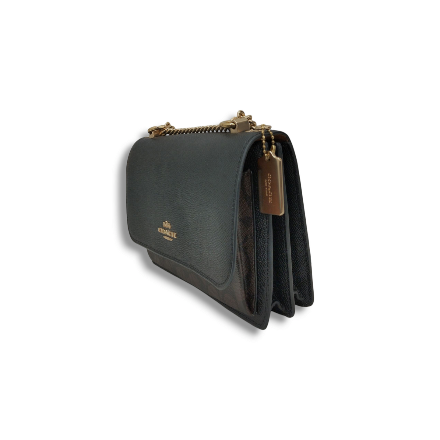 COACH Shoulder Bag 91019 Black/Brown *Stain* Rank B