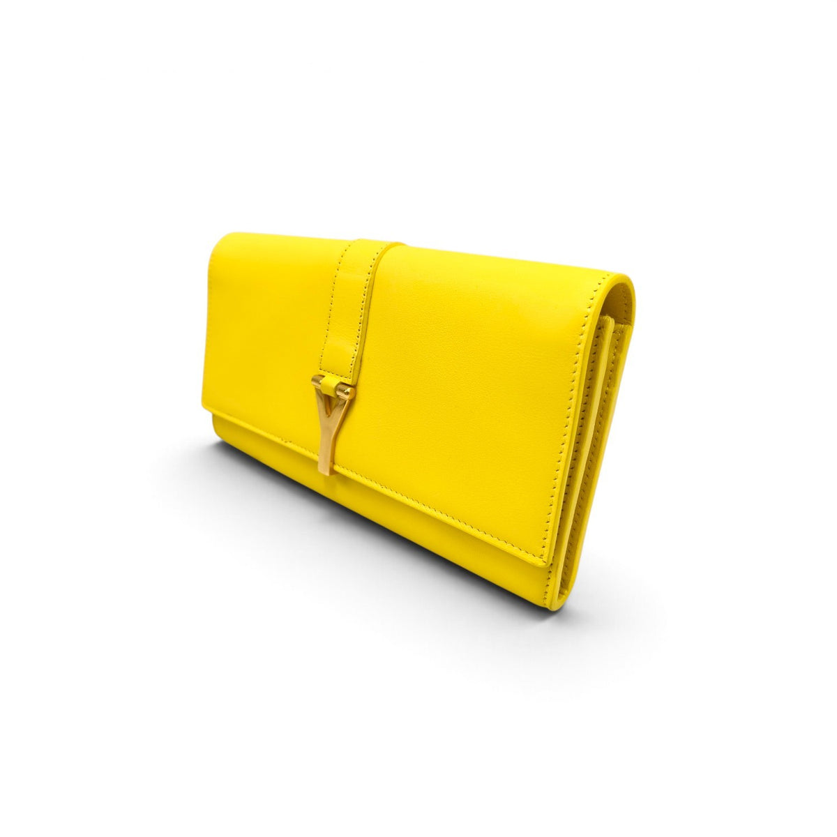 Yves Saint Laurent Long Wallet Yellow Small INN3149951013 Y Line Continental *Stain* Rank AB