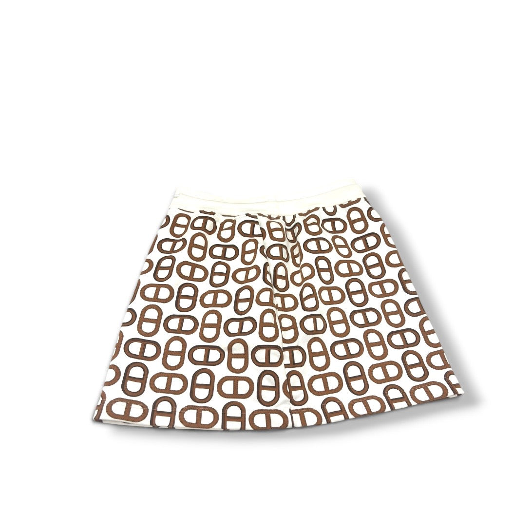 HERMES SKIRT LADY'S SIZE 38 IVORY STAIN/DAMAGE 4E4316DD RANK (B)
