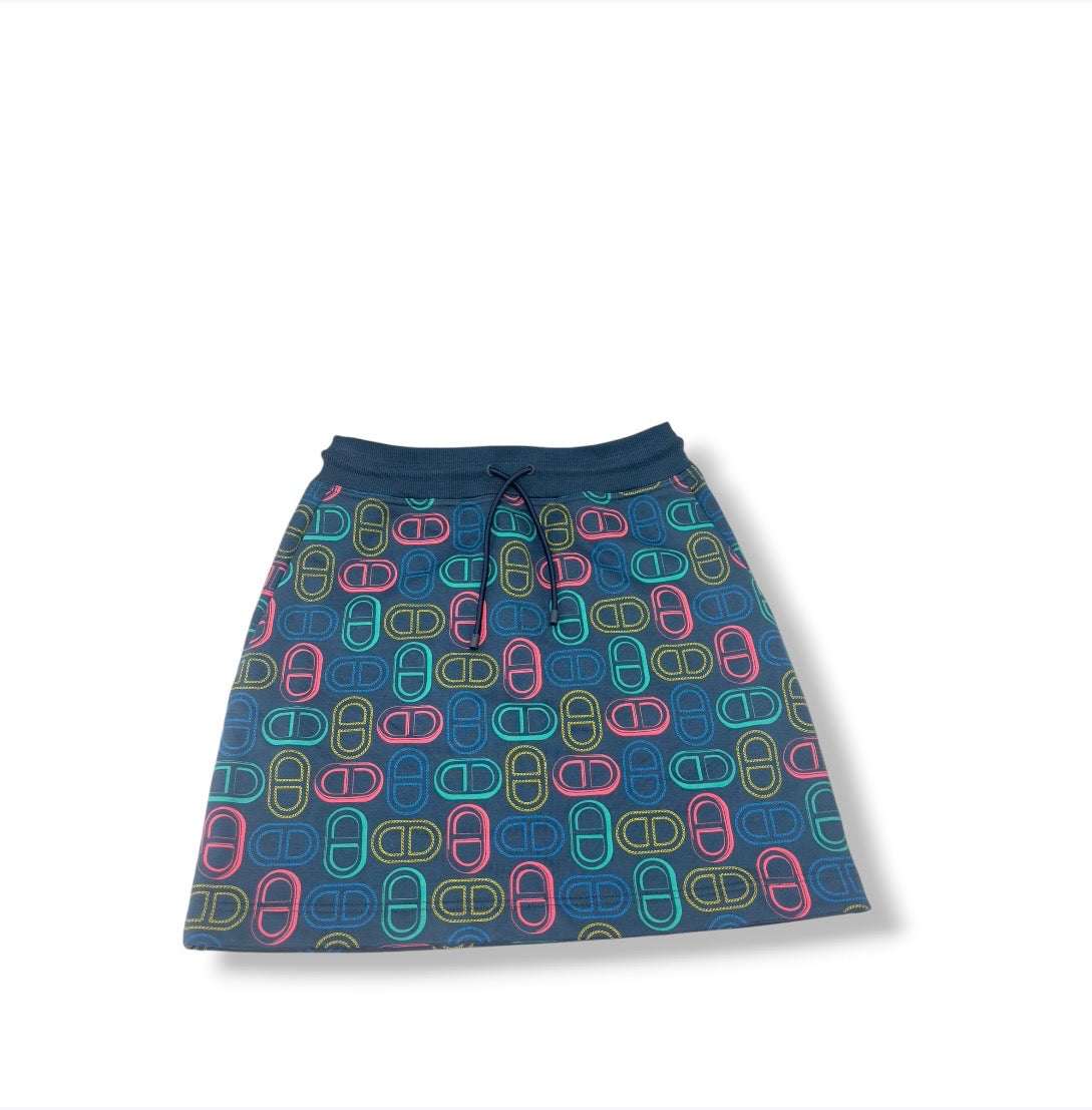 HERMES SKIRT LADY'S SIZE 36 NAVY 4E4316DD RANK (AB)