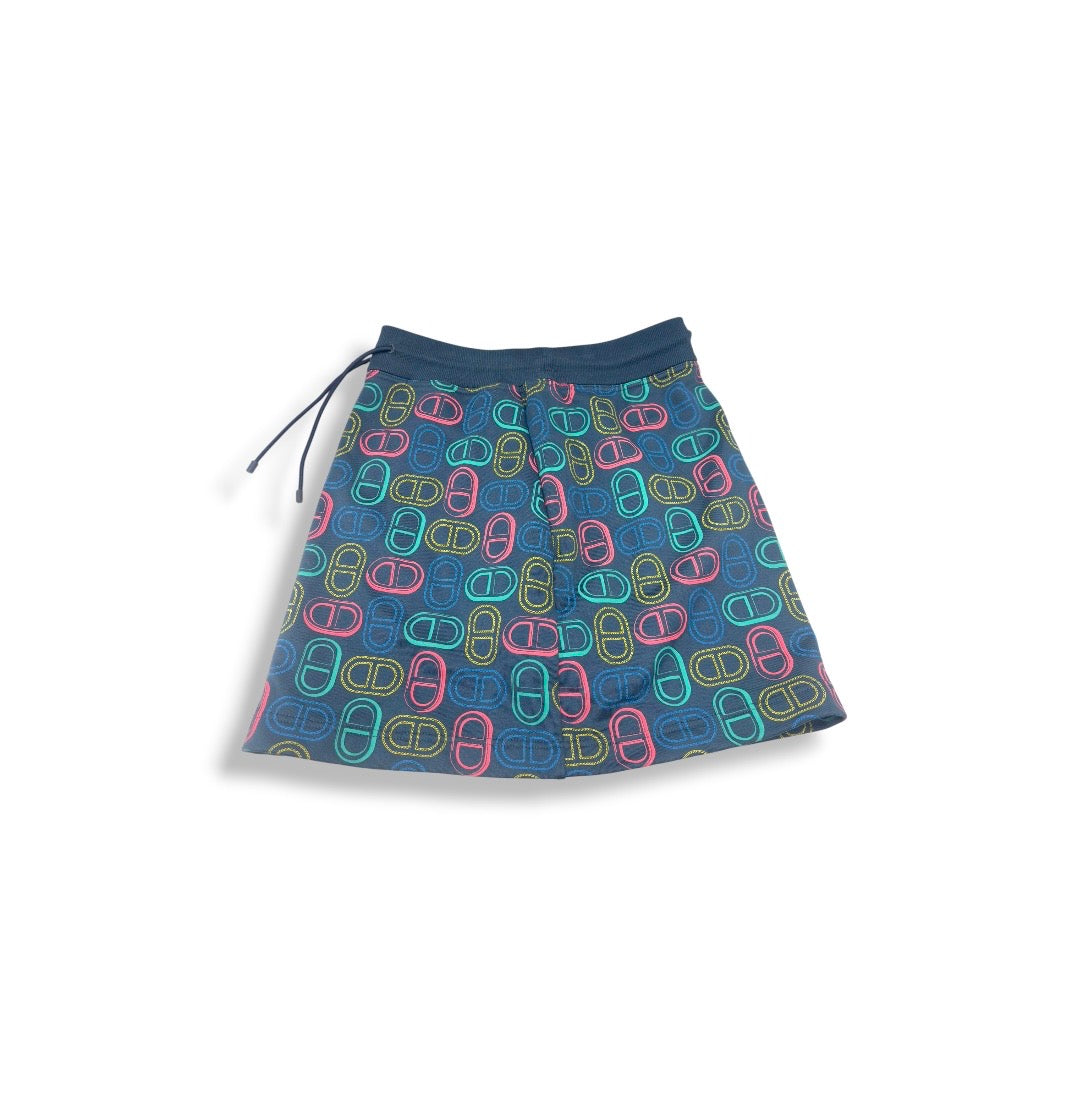 HERMES SKIRT LADY'S SIZE 36 NAVY 4E4316DD RANK (AB)