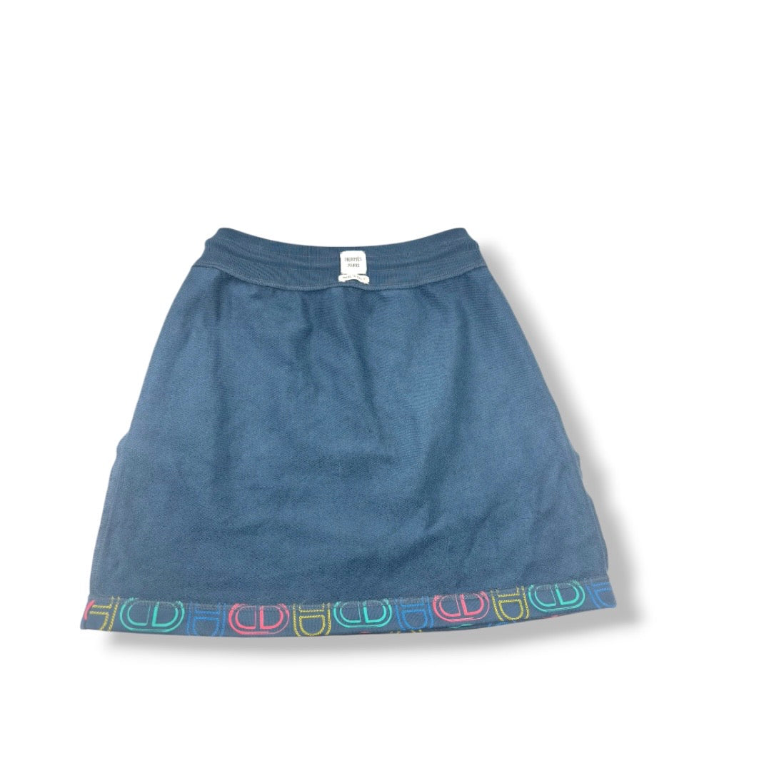 HERMES SKIRT LADY'S SIZE 36 NAVY 4E4316DD RANK (AB)