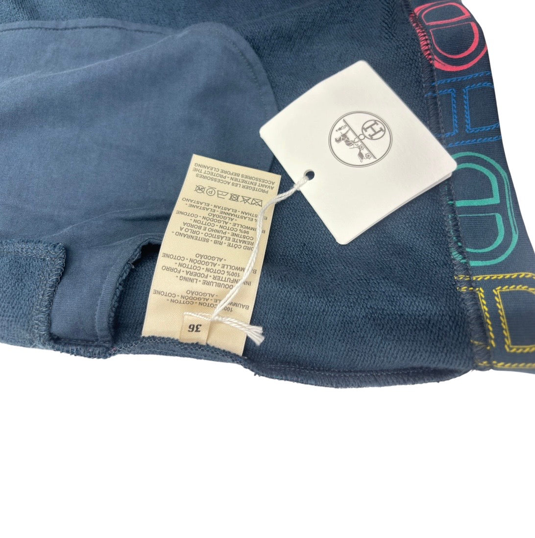 HERMES SKIRT LADY'S SIZE 36 NAVY 4E4316DD RANK (AB)
