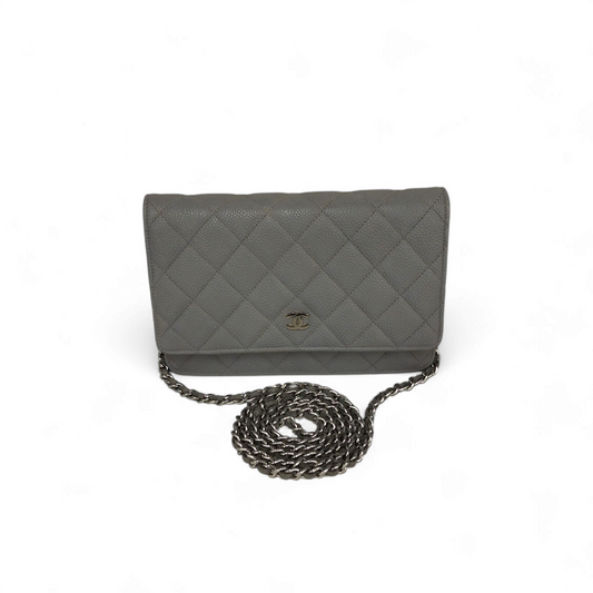 CHANEL Chaine Wallet Matrasse A33814 Gray Scratch Rank (AB)