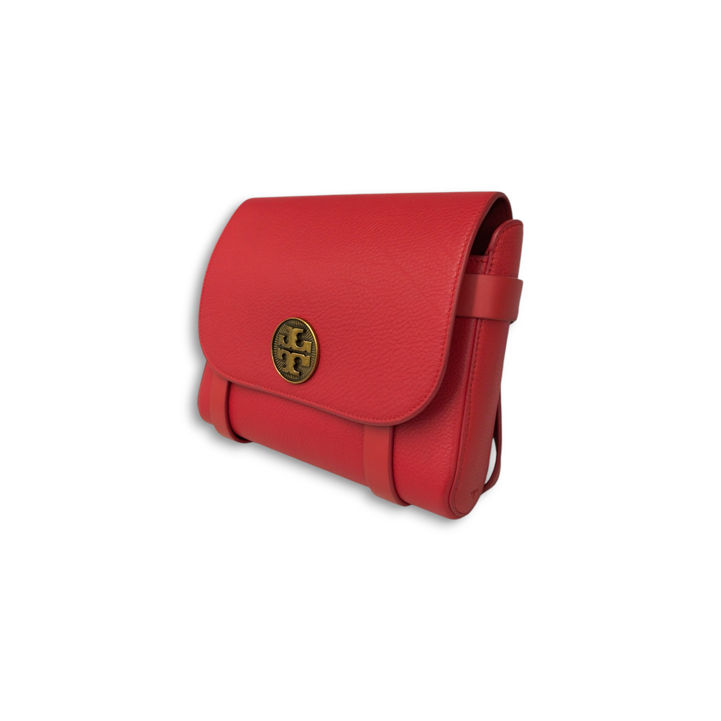TORY BURCH Shoulder Bag Red *Strap Damage* Alastair Pebbled Rank B