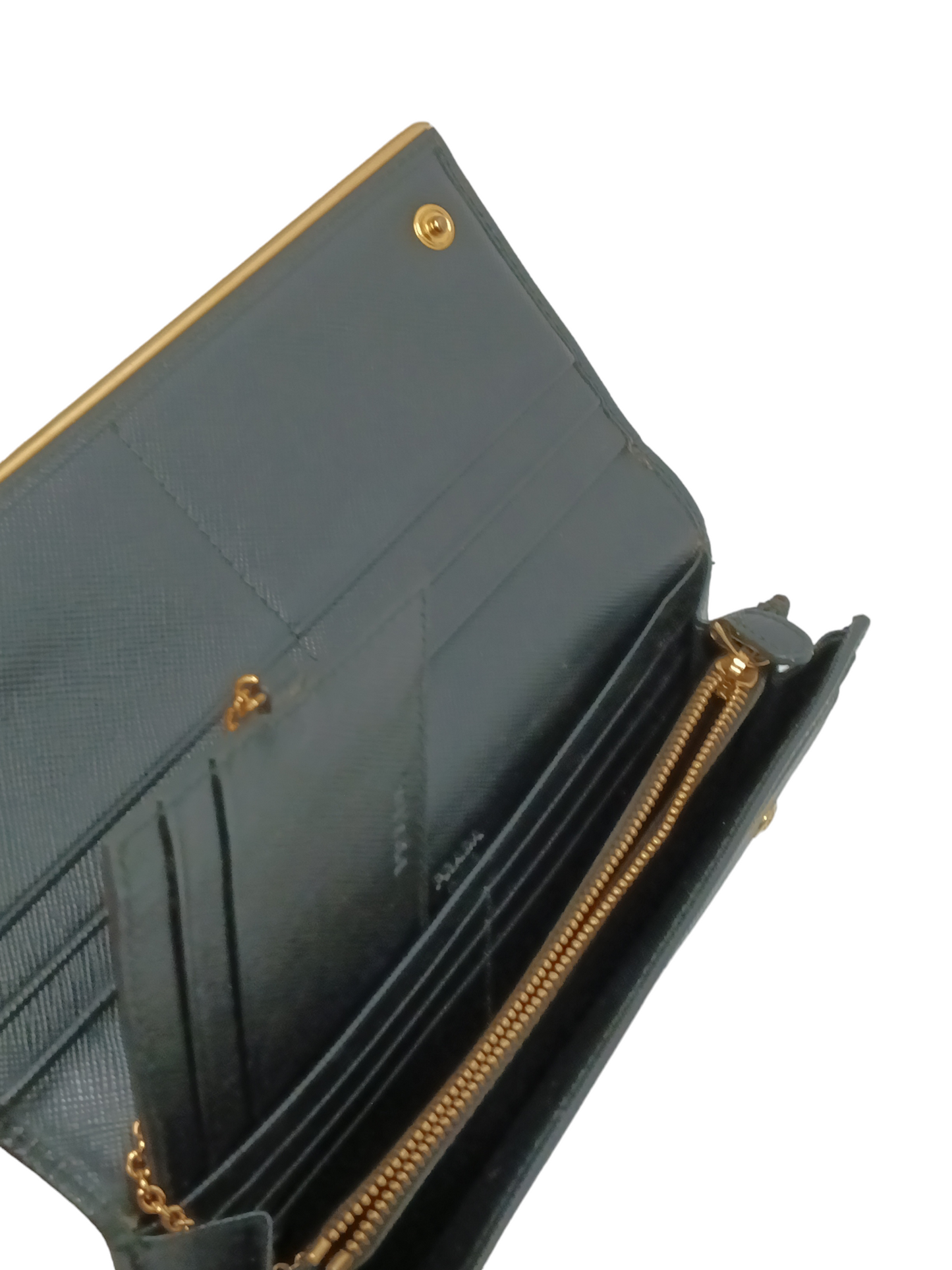 PRADA Long Wallet Black/Gold 224 Card case