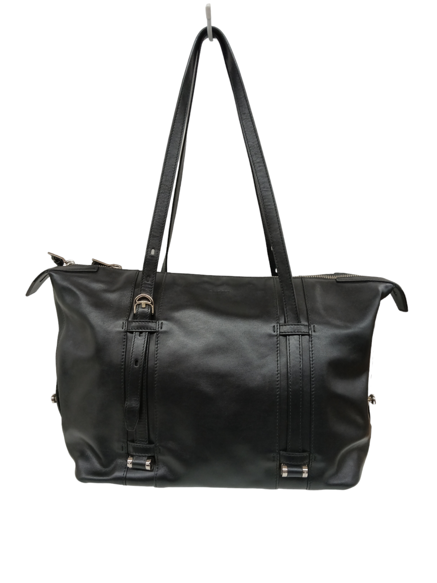 BALLY Tote Bag Black Leather (Rank B)