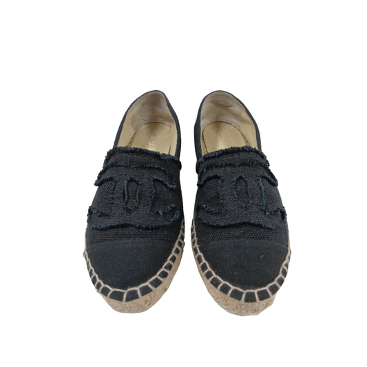 CHANEL Espadrille Size 35 Black ZG29762 Rank B