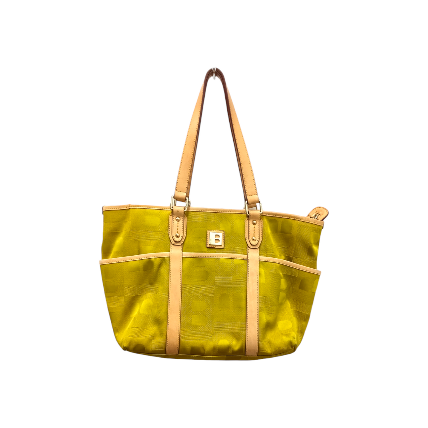 BALLY Tote Bag Yellowish Green Stain Rank B