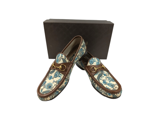 GUCCI Loafers Mens Beige/Brown Rank B 1953 Paisley Pattern