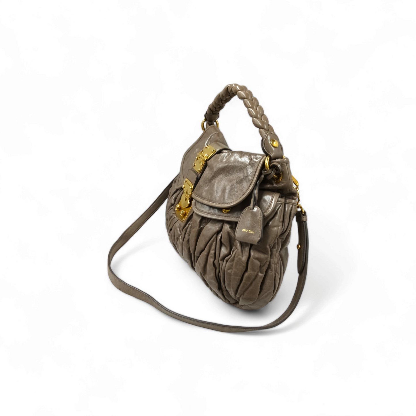 MIU MIU 2WAY Bag PR1300 Beige Rank B