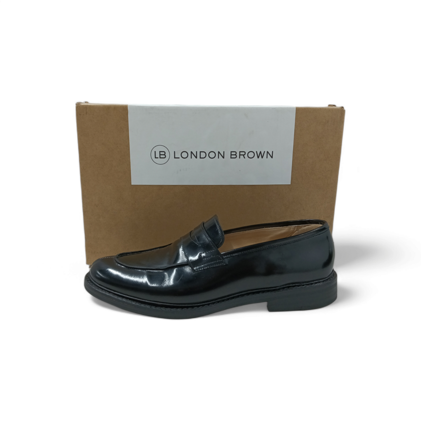 London Brown Loafers Size 40 Mens Black Scratch Rank B