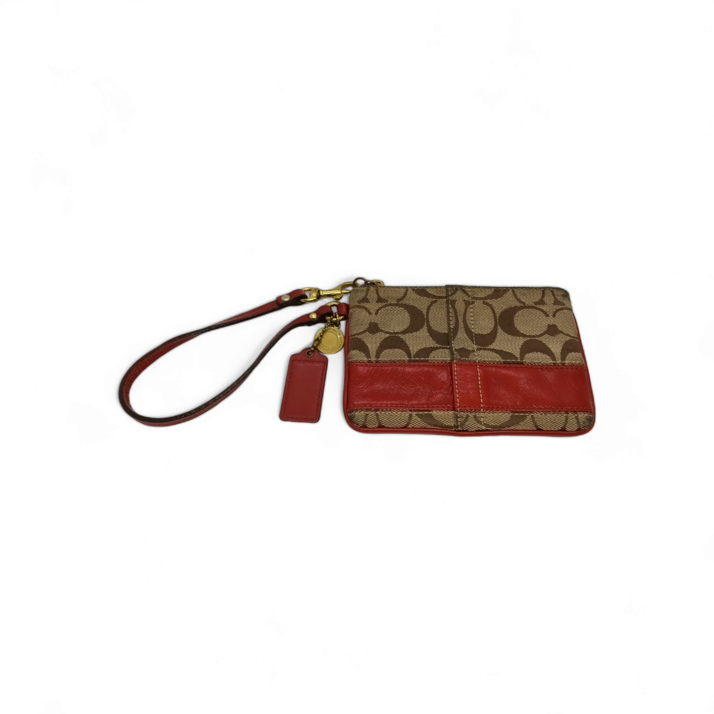 COACH Pouch 41637 Brown/Red Stain Scratch Rank BC