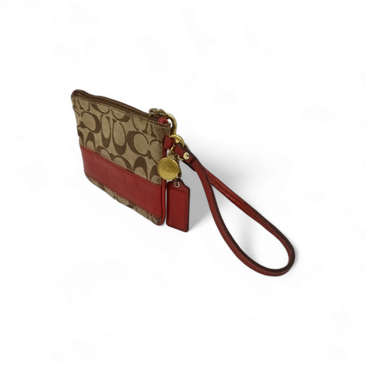 COACH Pouch 41637 Brown/Red Stain Scratch Rank BC