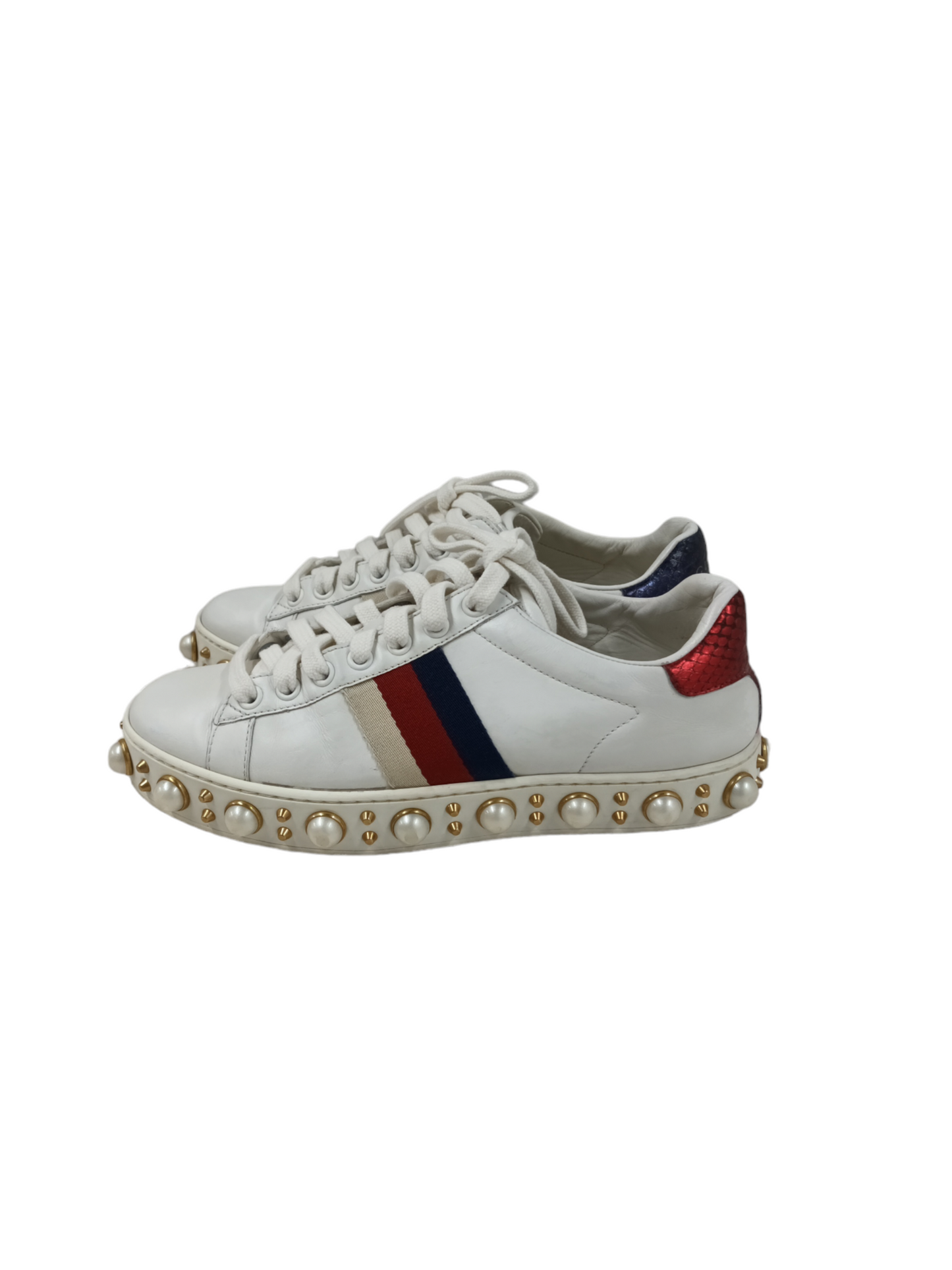 GUCCI Sneaker  Lady s Tricolor Color 454561 Ace Pearl Size 35 Rank BC