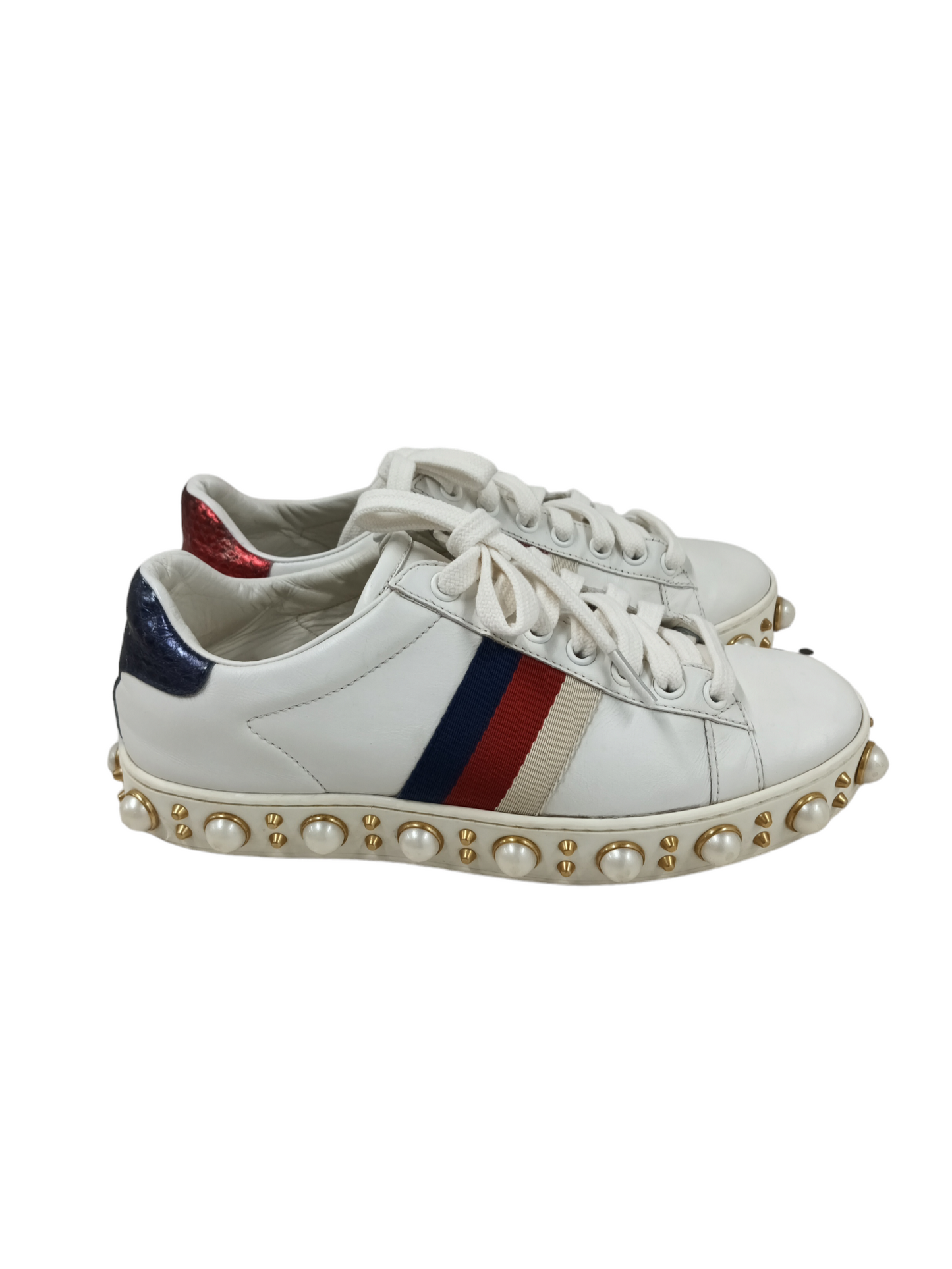 GUCCI Sneaker  Lady s Tricolor Color 454561 Ace Pearl Size 35 Rank BC