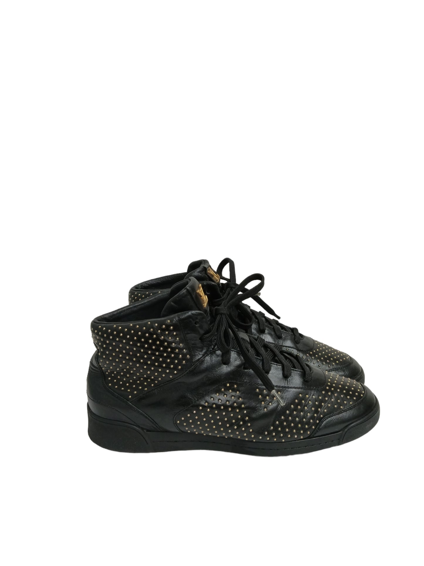 LOUIS VUITTON HIGH CUT SNEAKERS LADY'S BLACK/GOLD GO 0142 STUDS RANK(B)