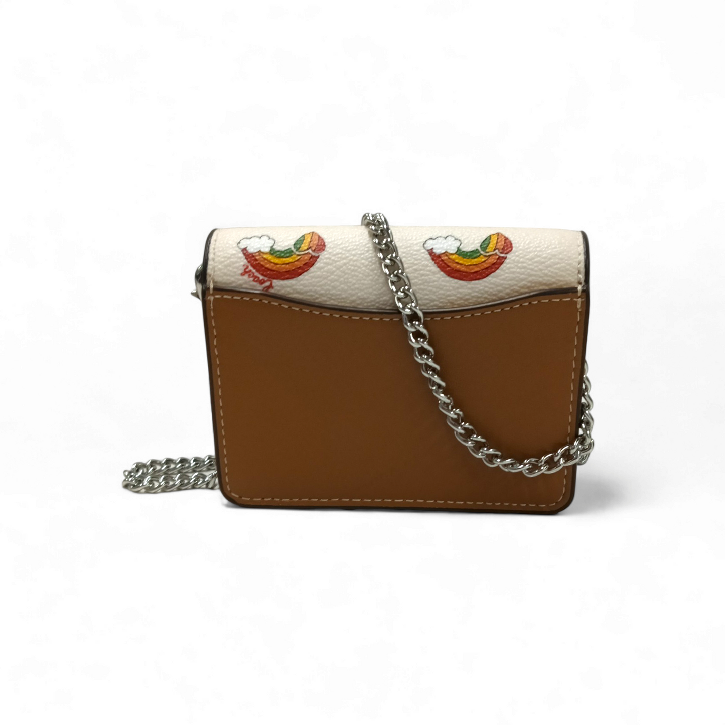 COACH Wallet CK391 Beige On A Chain With Rainbow Print Rank B