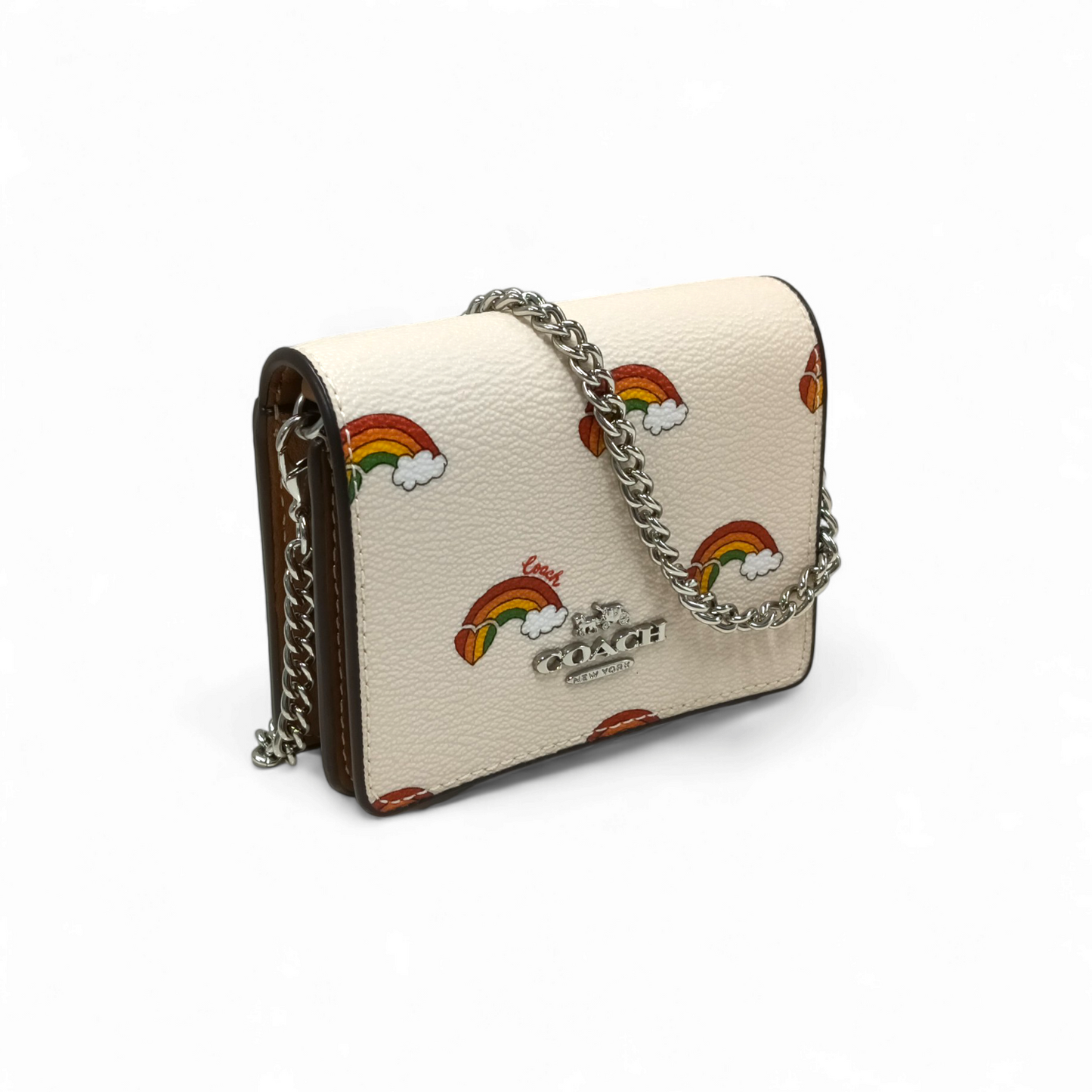 COACH Wallet CK391 Beige On A Chain With Rainbow Print Rank B