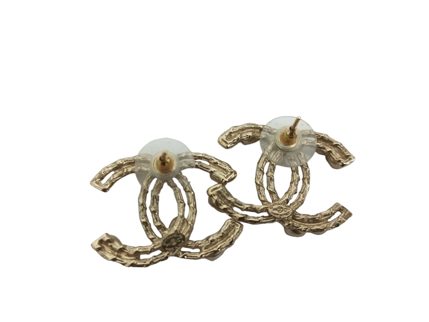 Earring CHANEL Rank (A) Gold B19-C Coco Line Stone