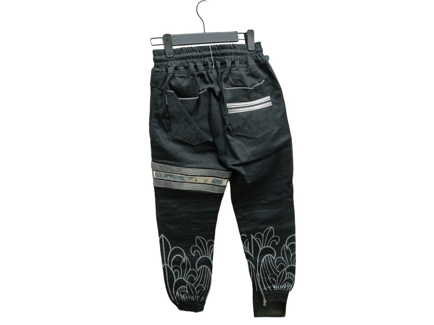 HOLD' EM DENIM JOGGER PANTS SIZE M MENS BLACK/SILVER