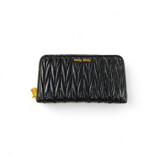 MIU MIU Long Wallet Black *Damage* 164 Rank B