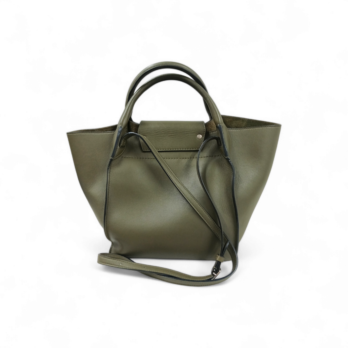 CELINE 2WAY Bag Olive **Inside Stain** U-LM 0149 Rank B