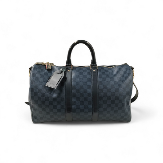 LOUIS VUITTON Travel Bag Damier Keepall 45 N41349 Navy DU0124 *Strap Damage* Rank B