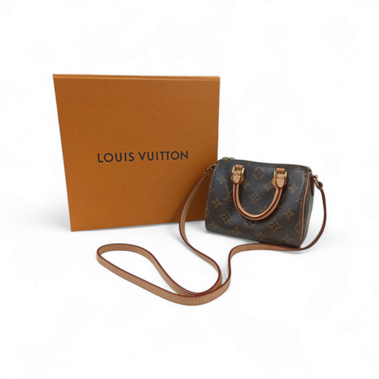 LOUIS VUITTON 2WAY Bag Speedy Nano M61252 Brown MB1220 Rank A